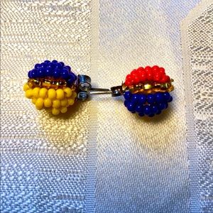 SOLD Colombian Stud Earrings Beaded Primary Colors